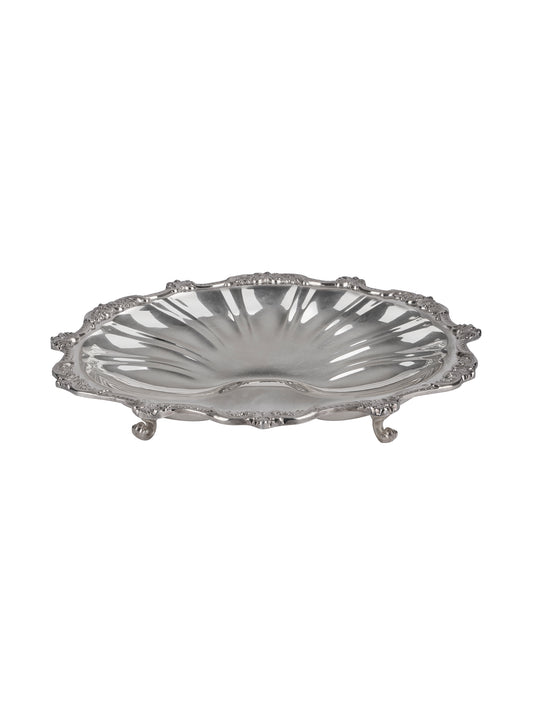 Vintage 1950s Old English Shell Silver Plate Footed Serving Dish Weston Table