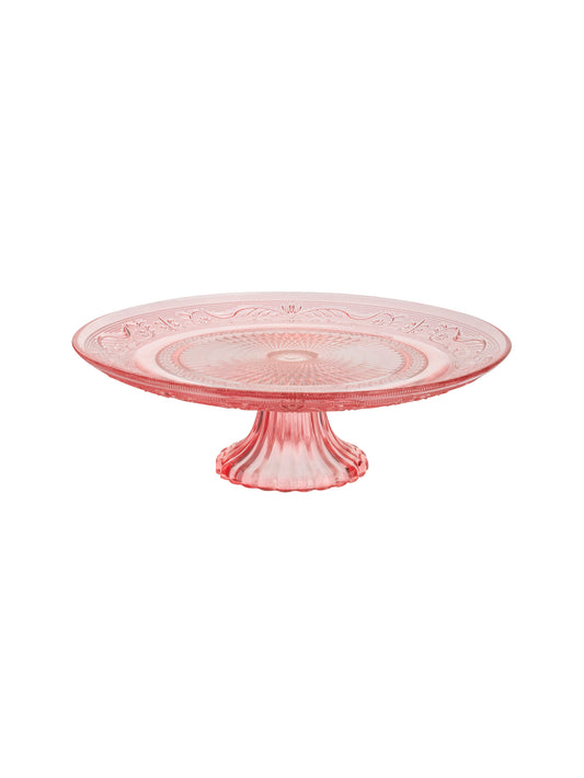 Vintage 1950s Pink Floral and Geometric Cake Stand Weston Table
