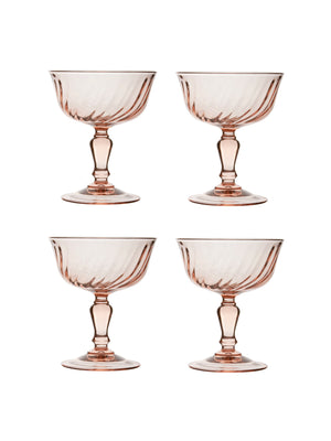  Vintage 1950s Pink Optic Swirl Cocktail Glasses Weston Table 