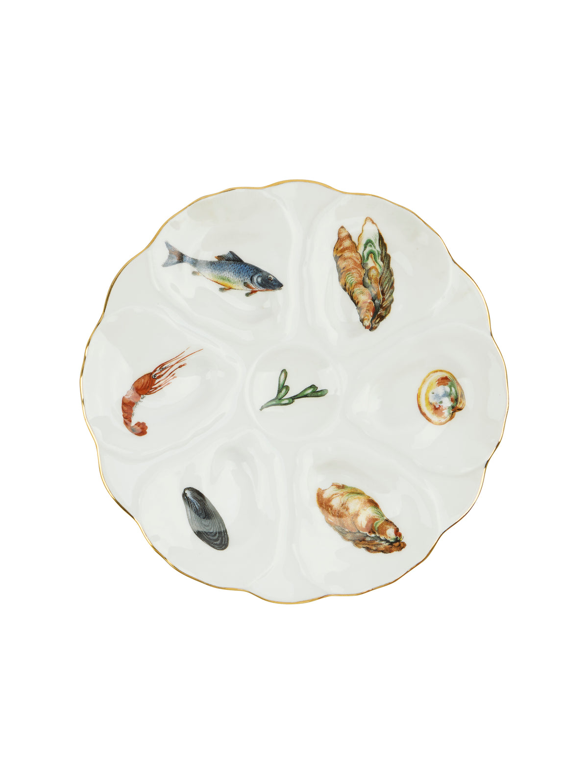 Vintage 1950s Porcelaine de Paris Marine Life Oyster Plate Weston Table