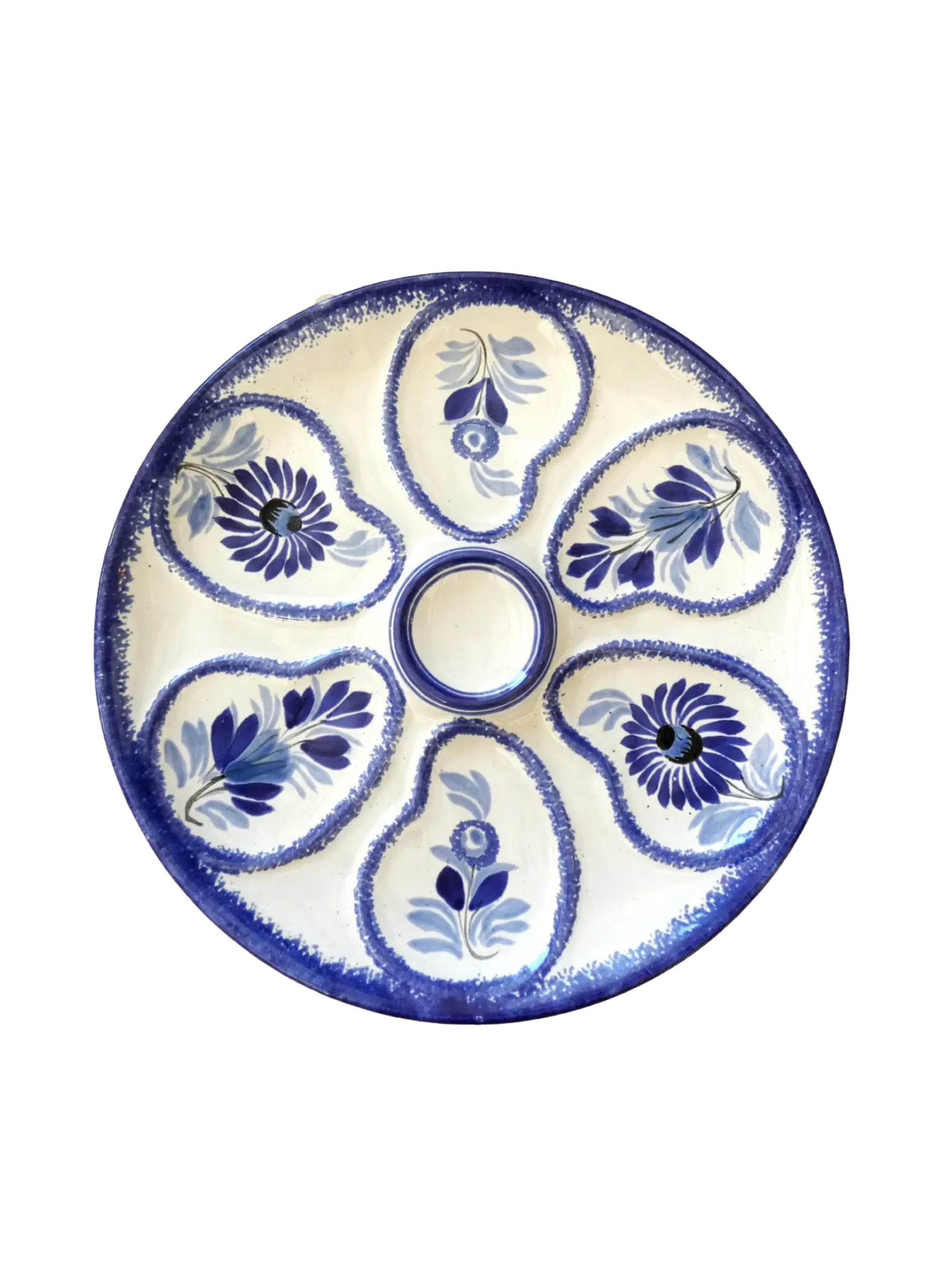 Vintage 1950s Blue and White Quimper Oyster Plate Weston Table