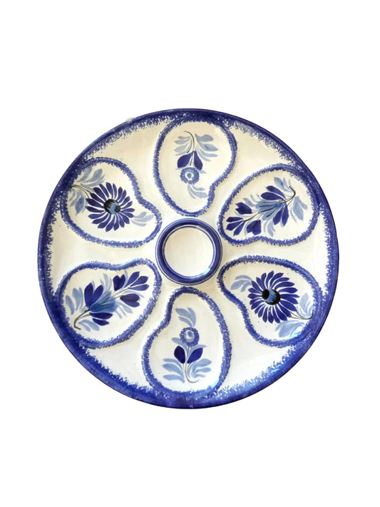Vintage 1950s Blue and White Quimper Oyster Plate Weston Table