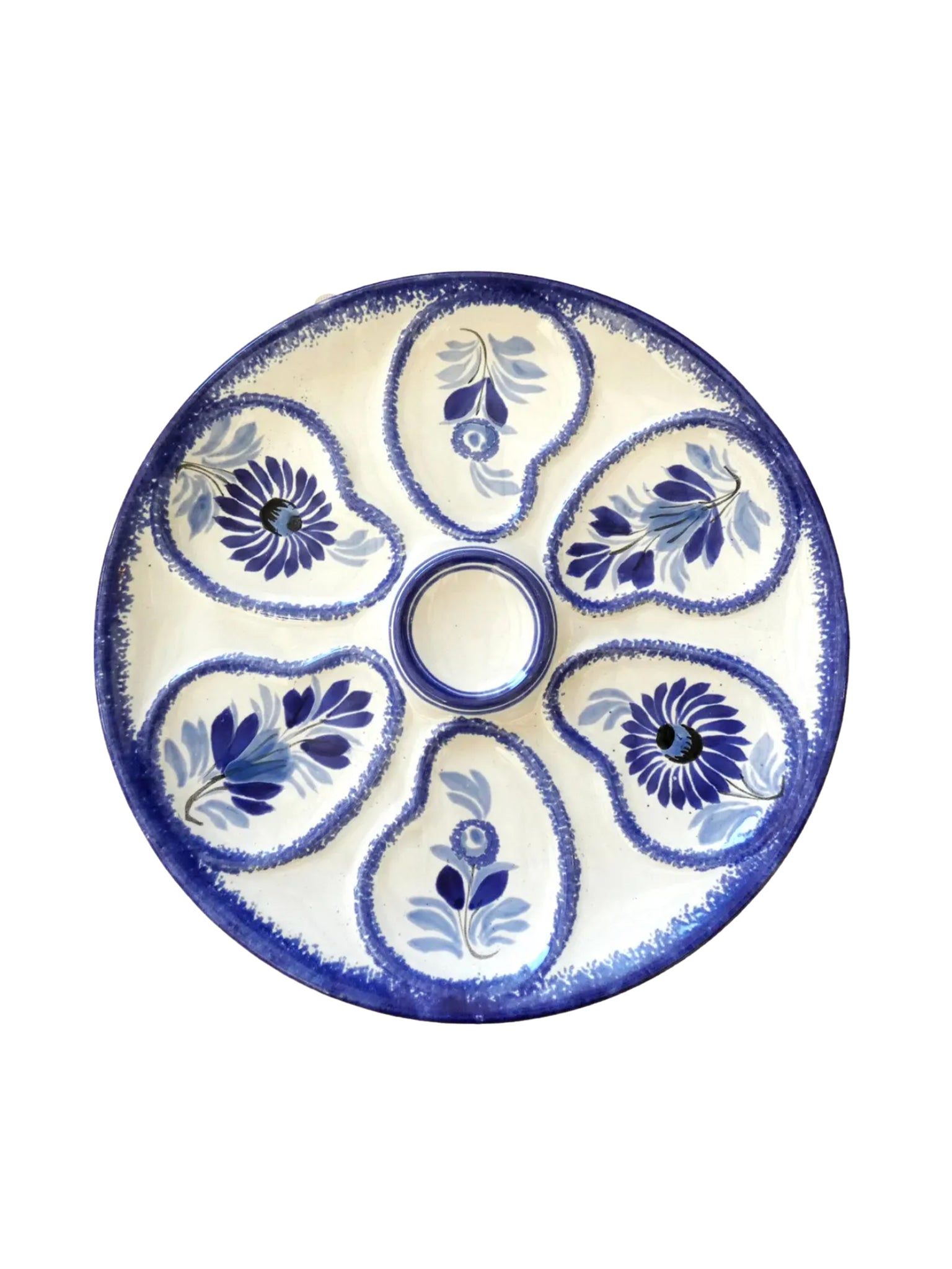Vintage 1950s Blue and White Quimper Oyster Plate Weston Table