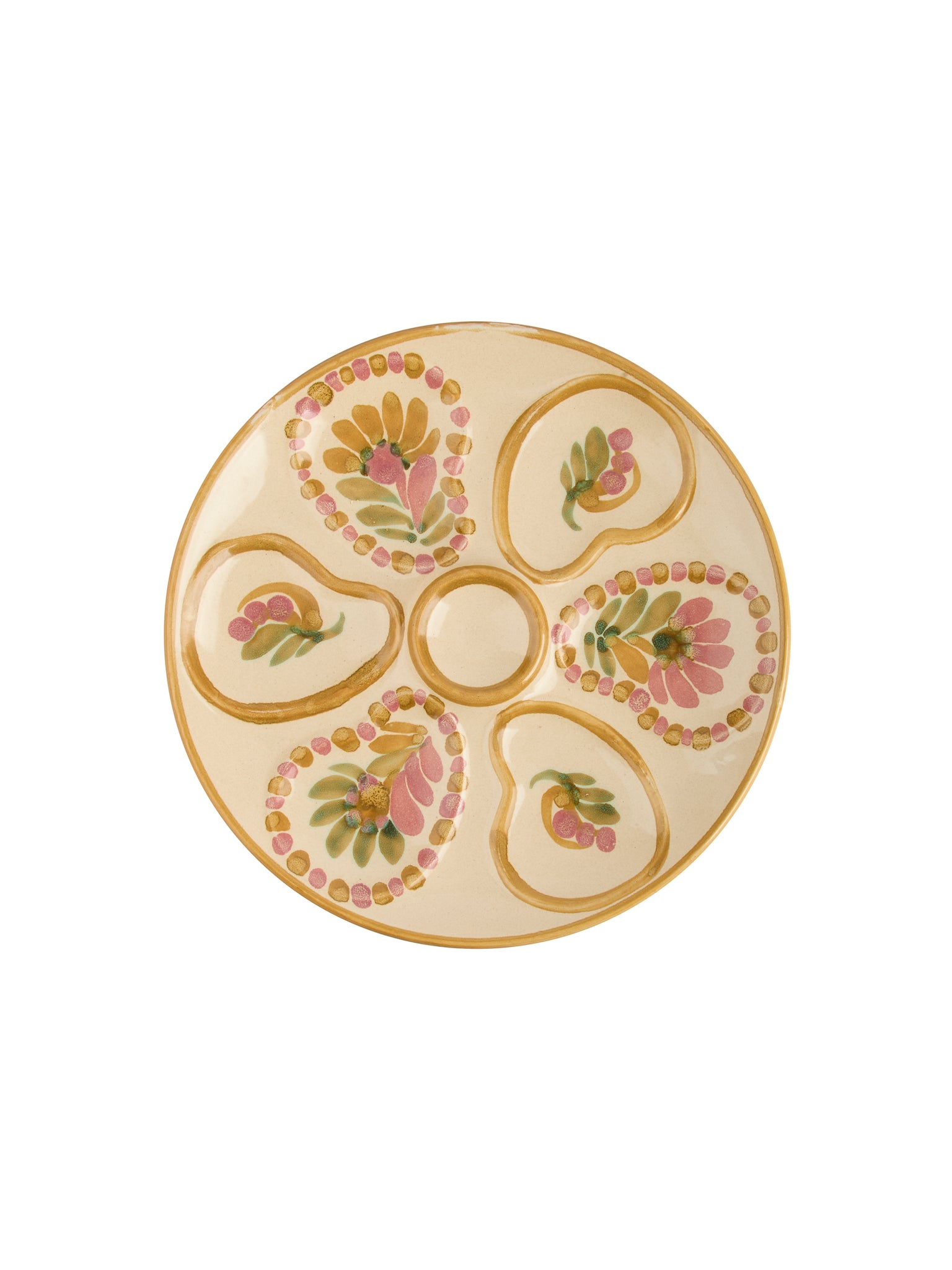 Vintage 1950s Quimper Pink and Tan Oyster Plate Weston Table