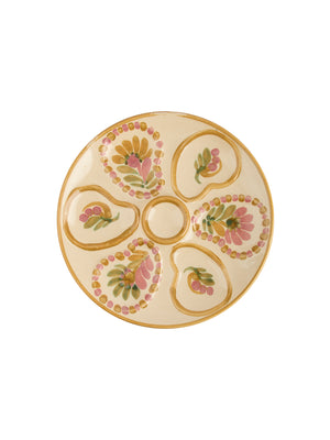  Vintage 1950s Quimper Pink and Tan Oyster Plate Weston Table 