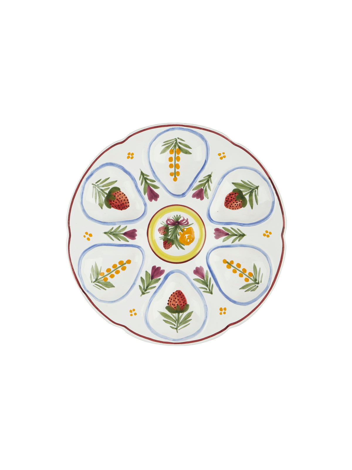 Vintage 1950s Quimper Wild Strawberry Oyster Plate Weston Table