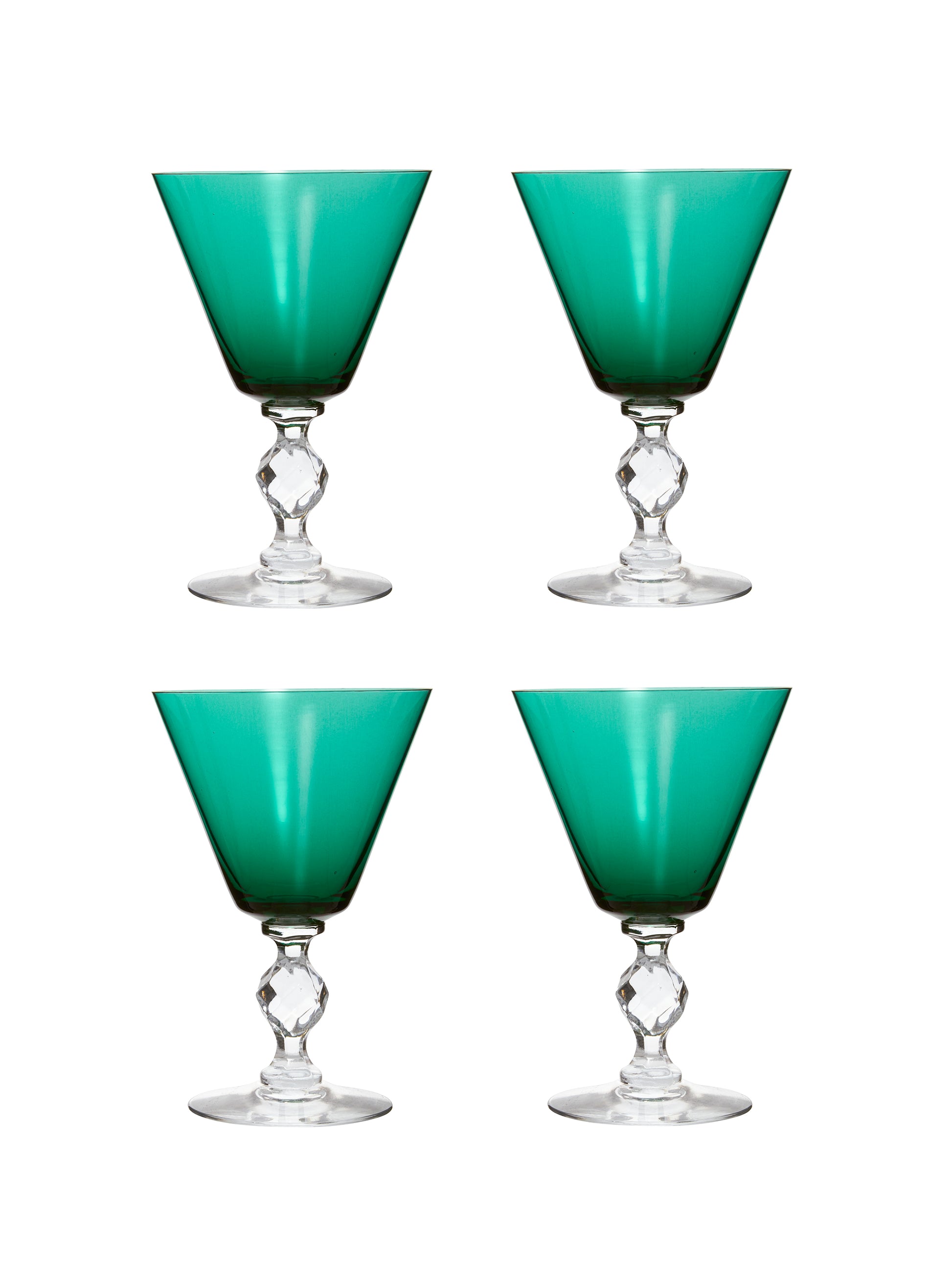 Vintage 1950s Roanoke Venetian Green Cocktail Glasses Set of Four Weston Table