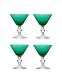 Vintage 1950s Roanoke Venetian Green Short Martini Glasses Set of Four Weston Table