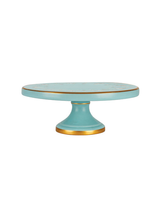 Vintage 1950s Robin's Egg Blue and Gold Trimmed Cake Stand Weston Table