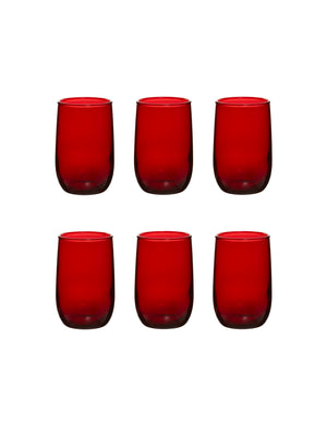  Vintage 1950s Ruby Red Glass Set of Six Weston Table 