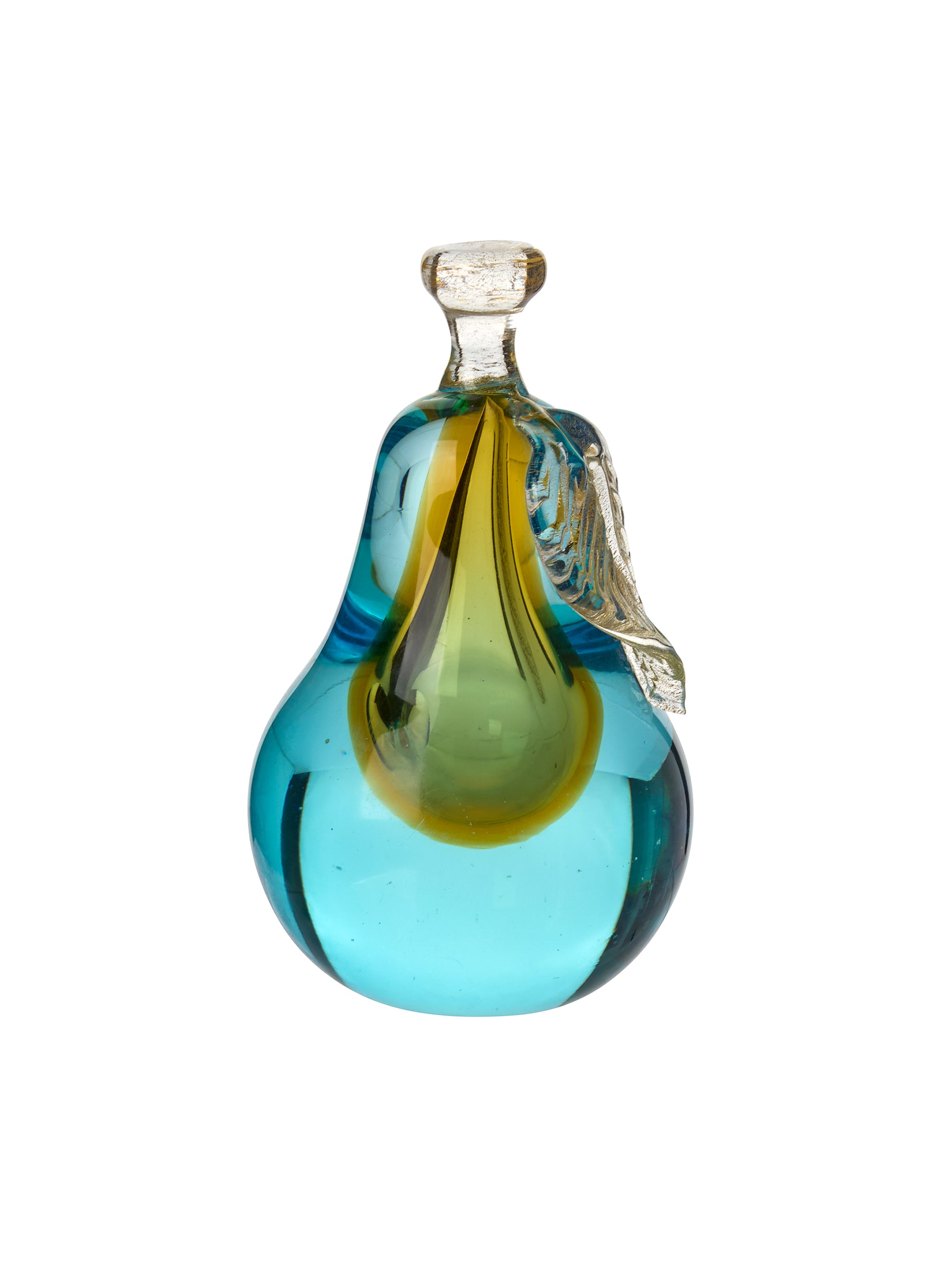Vintage 1950s Salviati Murano Glass Cerulean Apple & Pear Bookends Weston Table