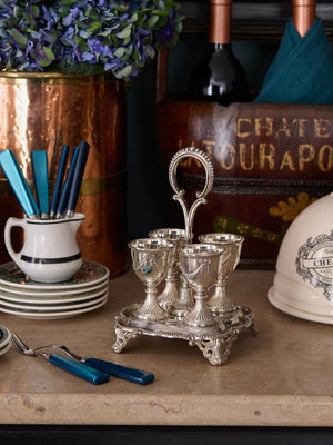  Vintage 1950s Silver Plate Egg Cup Caddy Weston Table 