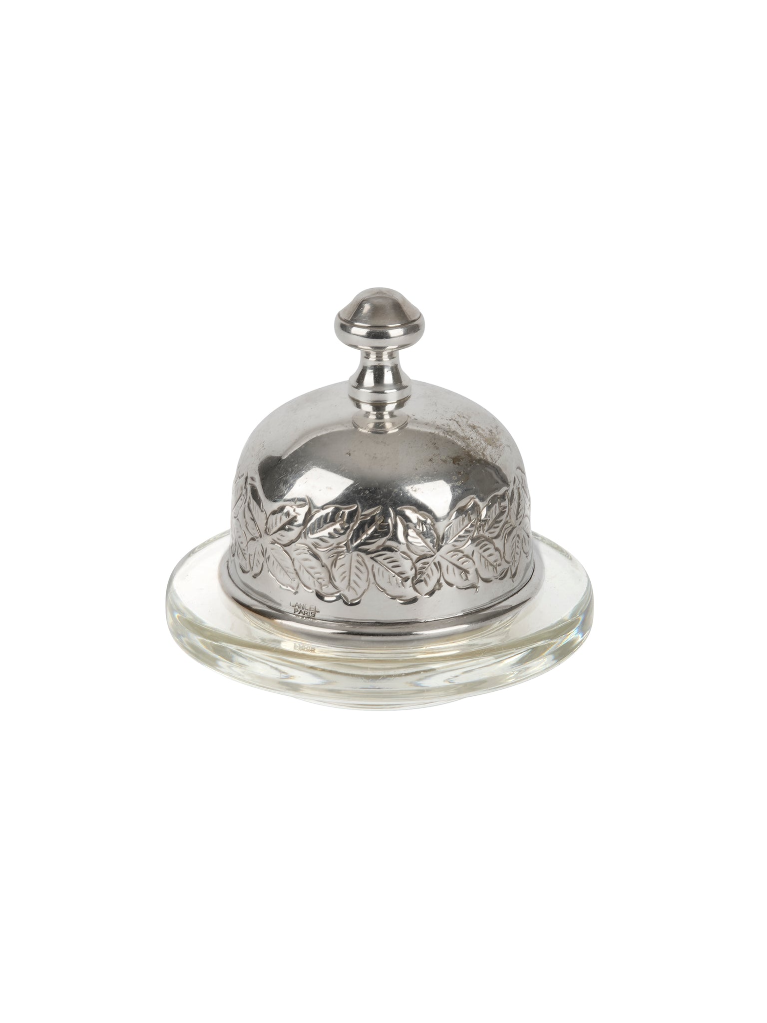 Vintage 1950s French Silver Plate and Glass Butter Dome Weston Table