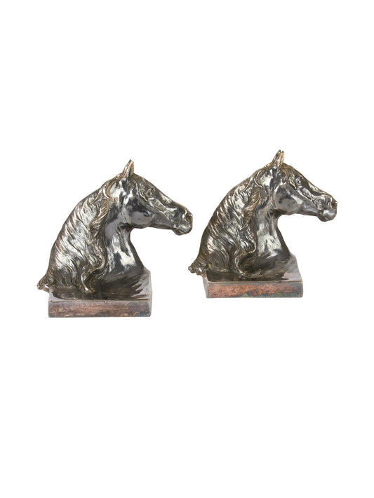 Vintage 1950s Silver Plate Horse Bookends Weston Table