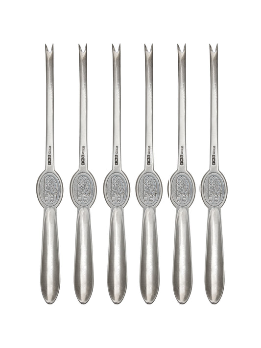 Vintage 1950s Swedish Silver Plate Seafood Picks Set of Six Weston Table
