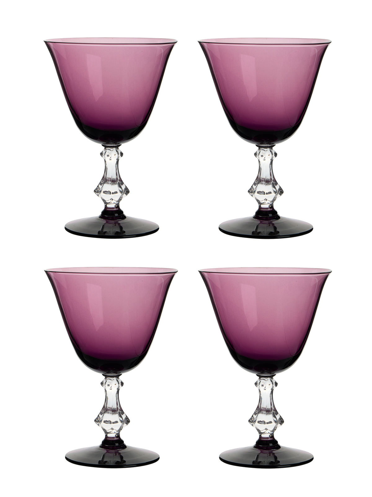 Vintage 1950s Symphony Amethyst Goblets Set of Four Weston Table