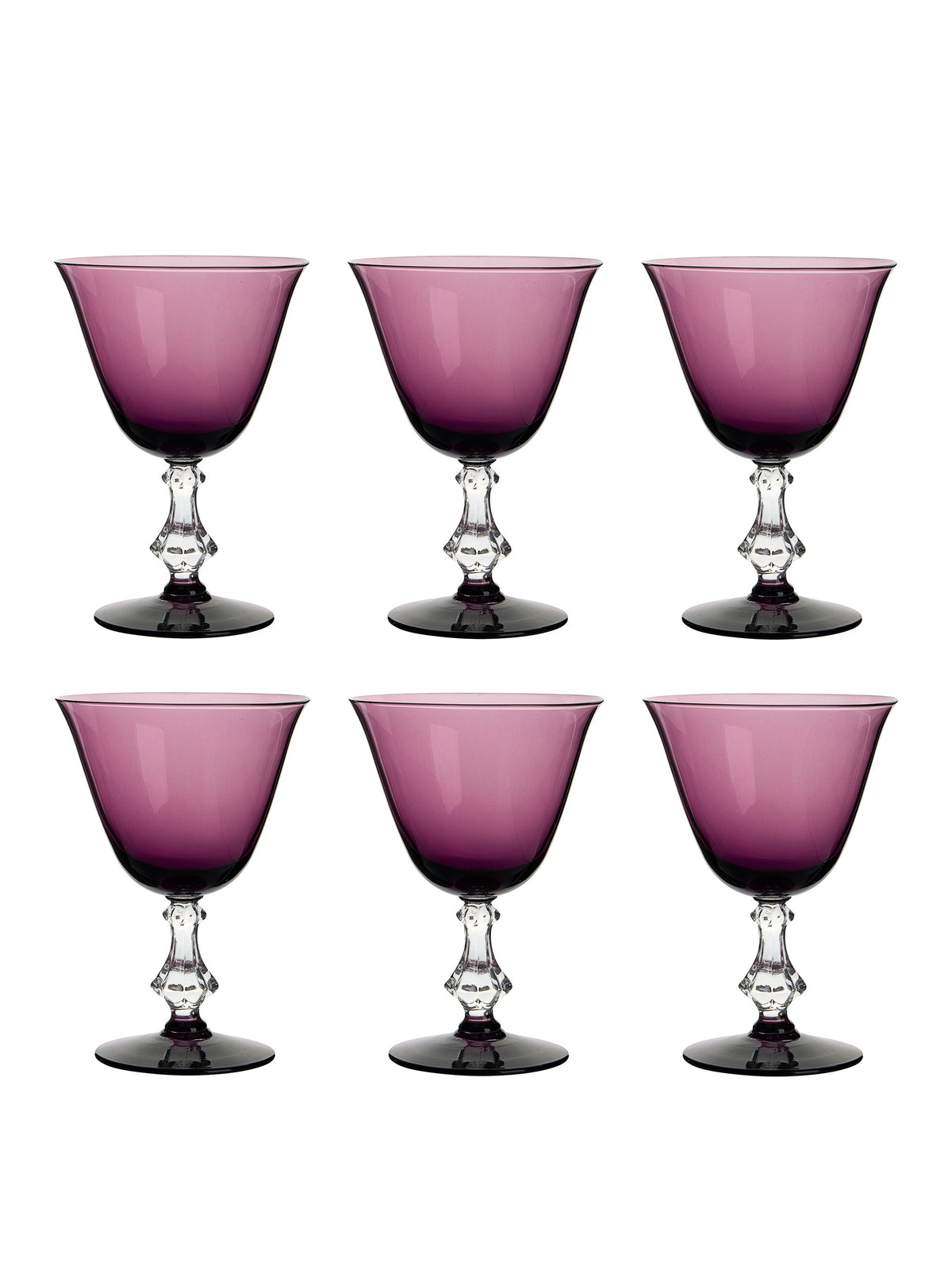 Vintage 1950s Symphony Amethyst Goblets Set of Six Weston Table