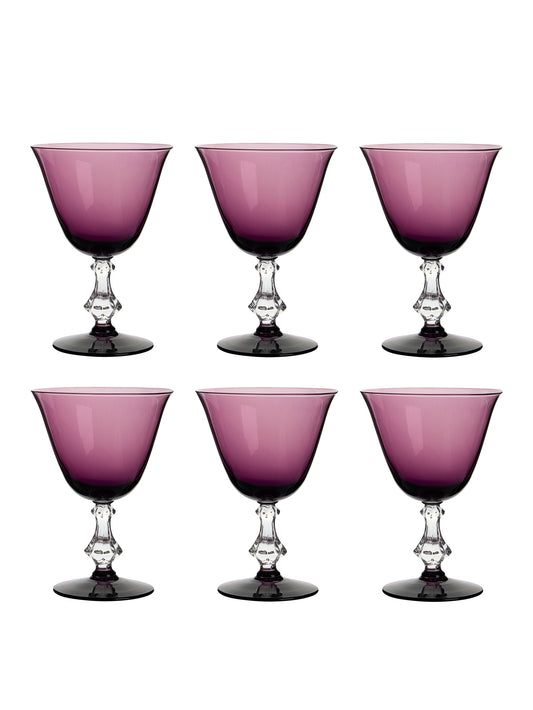 Vintage 1950s Symphony Amethyst Goblets Set of Six Weston Table