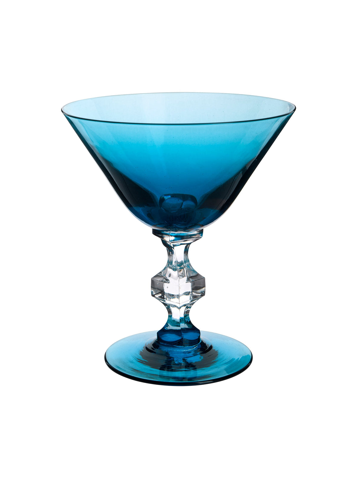 Vintage 1950s Teal Blue Square Stem Cocktail Glasses Weston Table