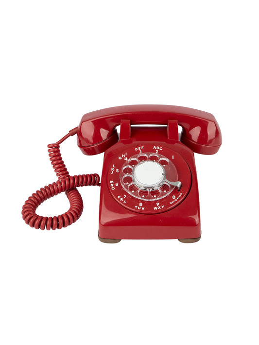 Vintage 1950s Western Electric Red Model 500 Telephone Two Weston Table