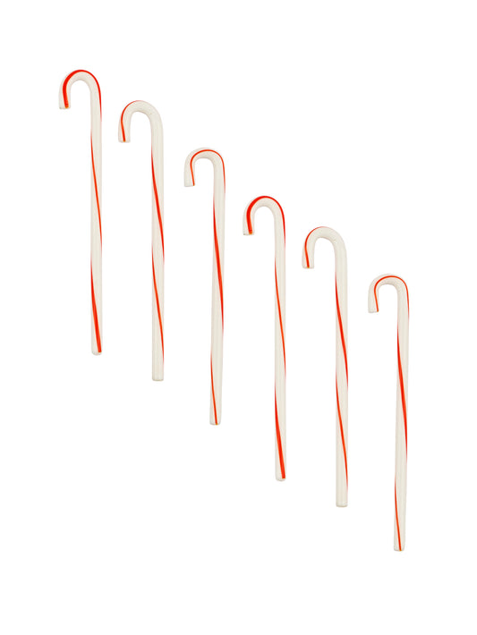 Vintage 1950s White Peppermint Stick Candy Cane Glass Cocktail Stirrers Weston Table
