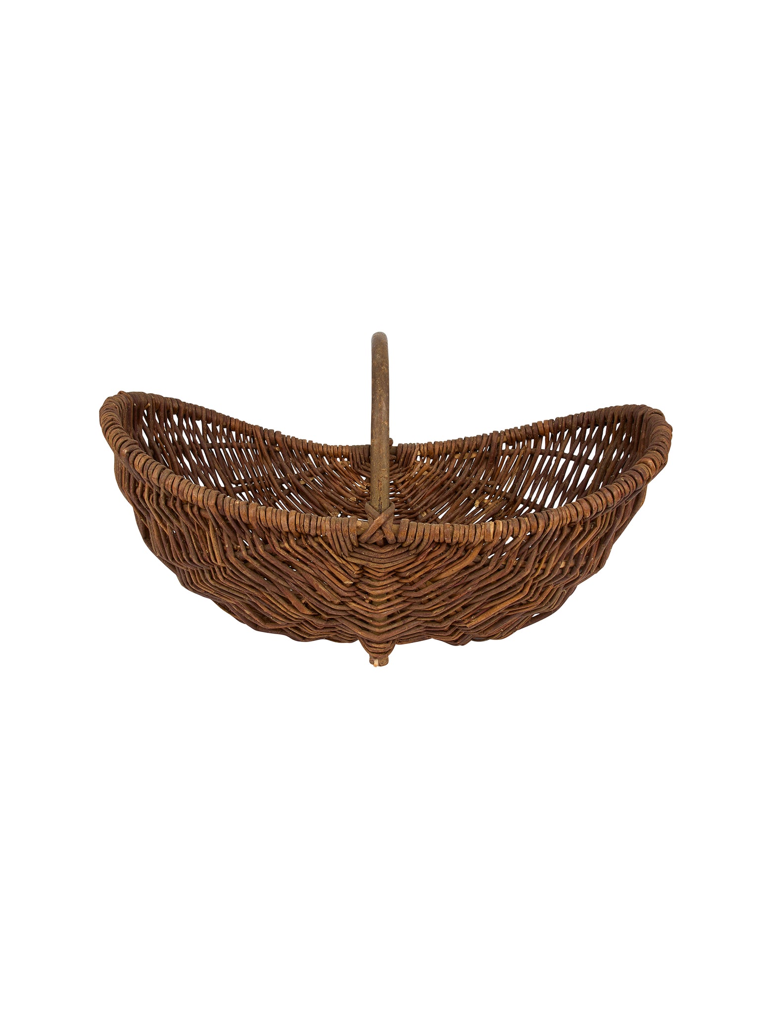 Vintage 1950s Woven Hazel Twig Large Basket Weston Table