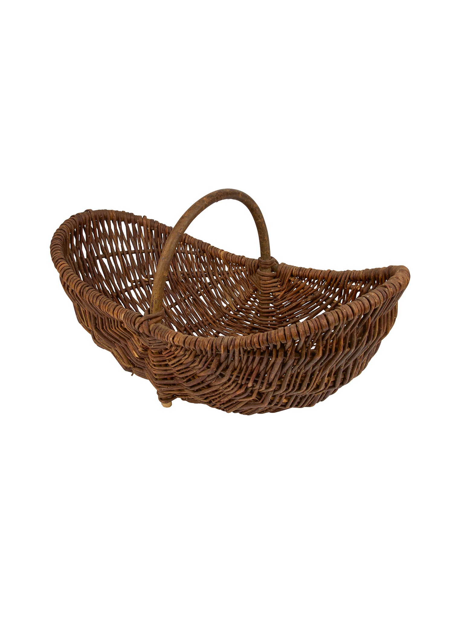 Vintage 1950s Woven Hazel Twig Large Basket Weston Table