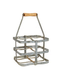 Vintage French Zinc Wine Bottle Carrier