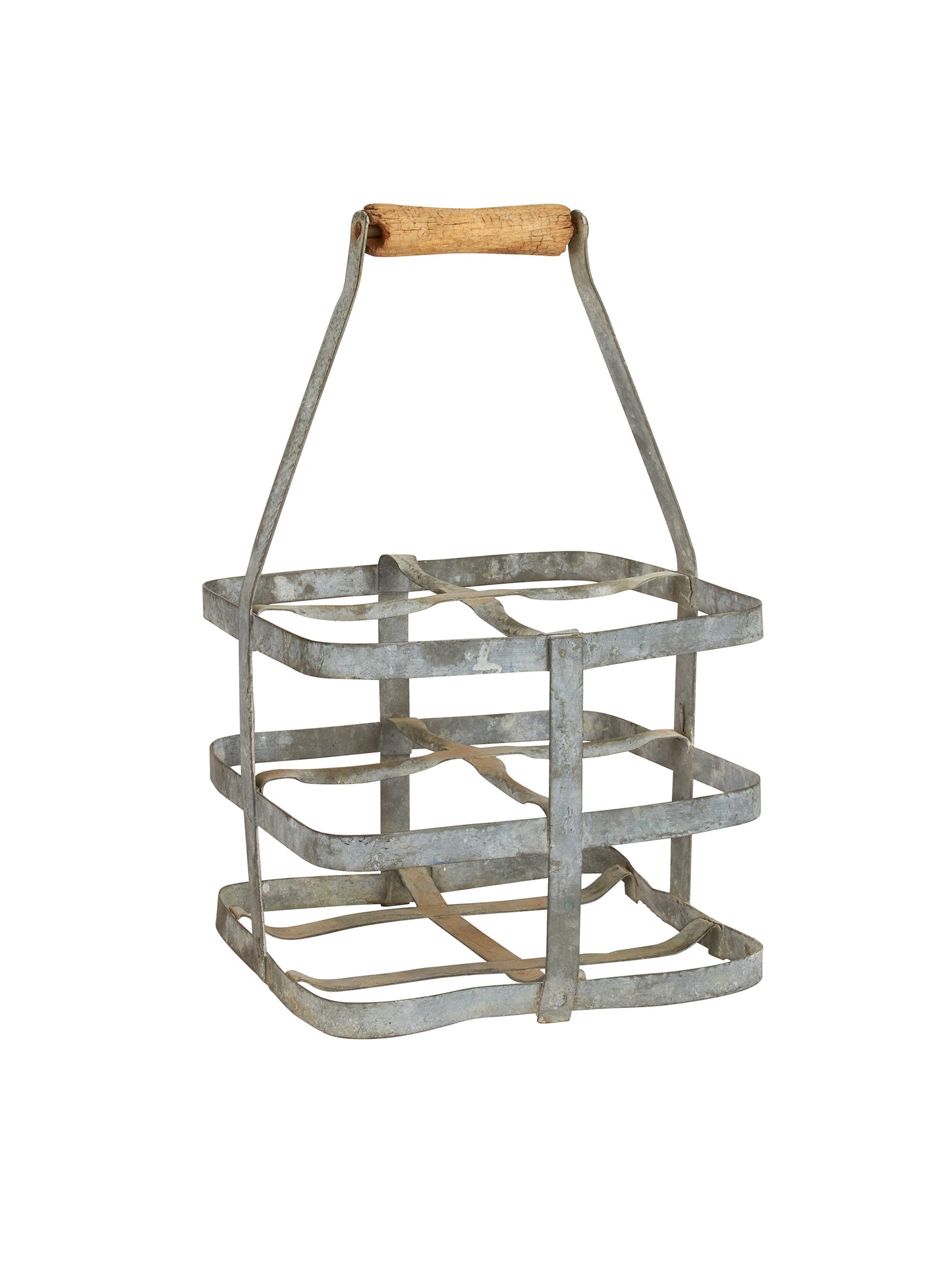 Vintage French Zinc Wine Bottle Carrier