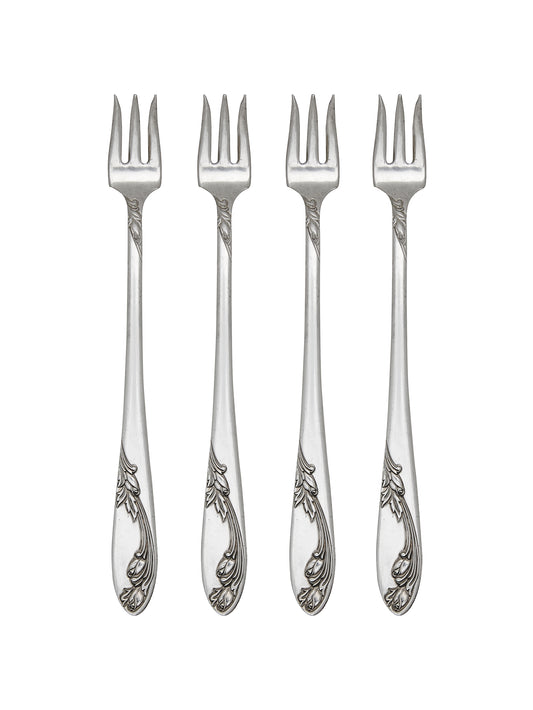 Vintage 1952 Garden of Roses Silver Plate Oyster Forks Weston Table