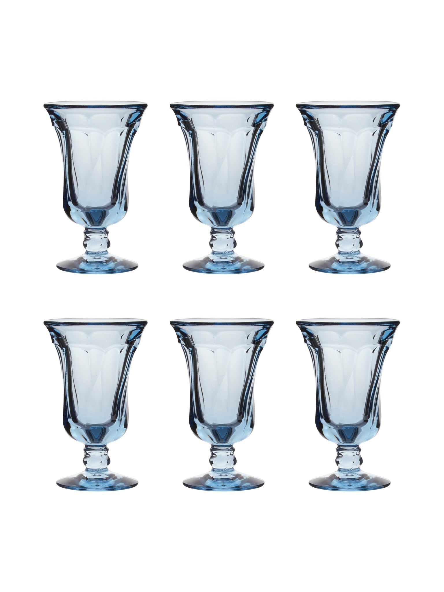 Vintage 1958 Blue Jamestown Juice Glasses Set of Six Weston Table