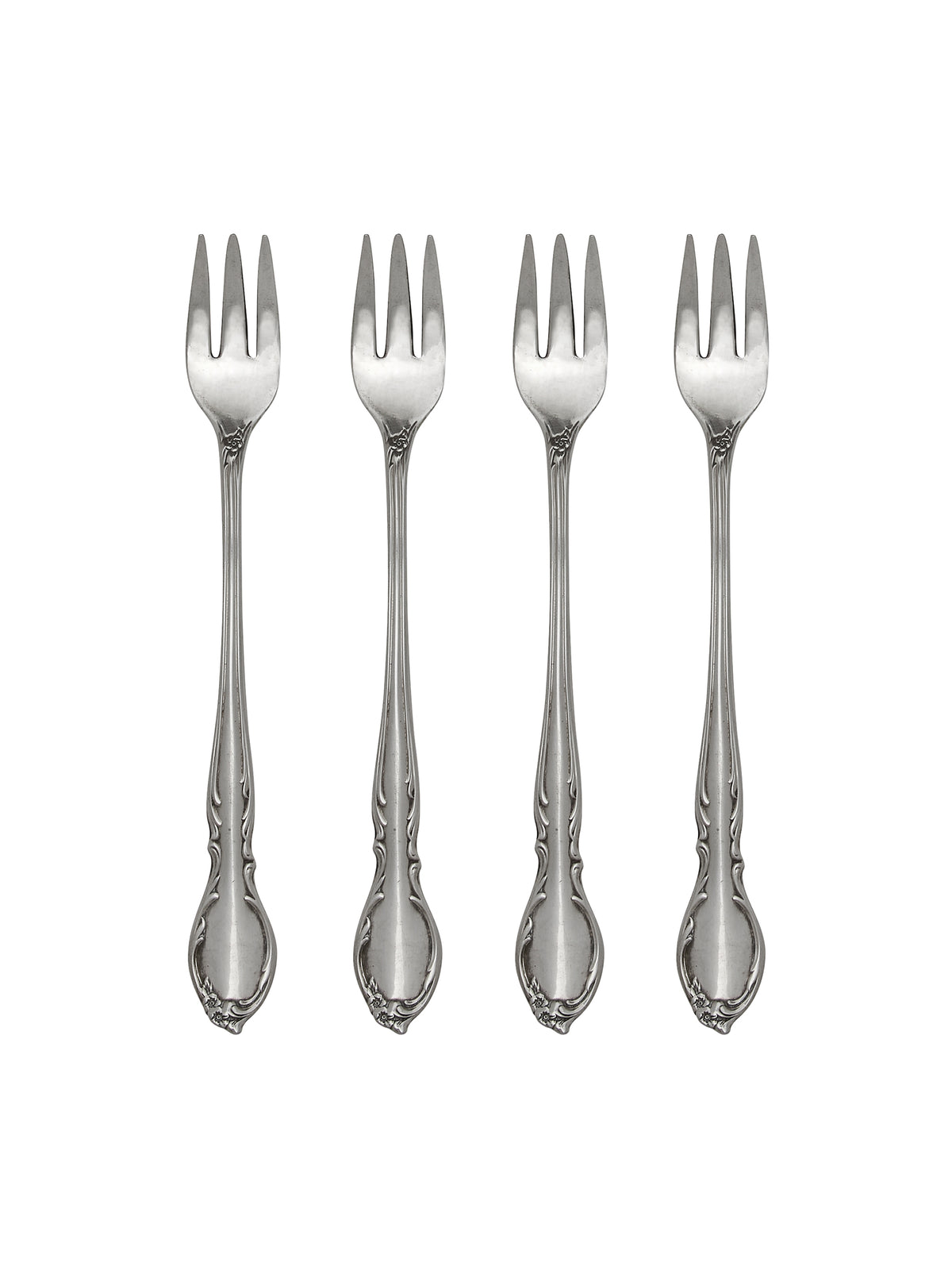 Vintage 1959 Moonlight Silver Plate Oyster Forks Set of Four Weston Table