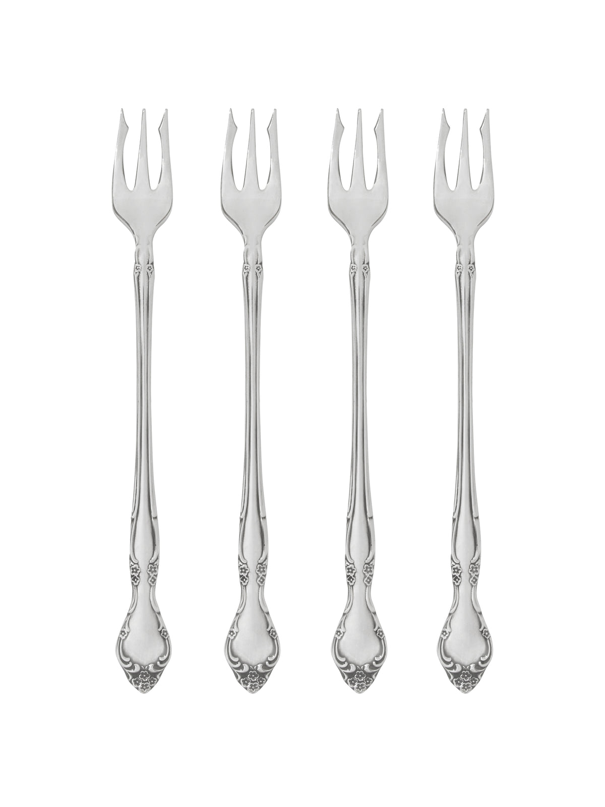 Vintage 1960s Affection Silver Plate Oyster Forks Set of Four Weston Table