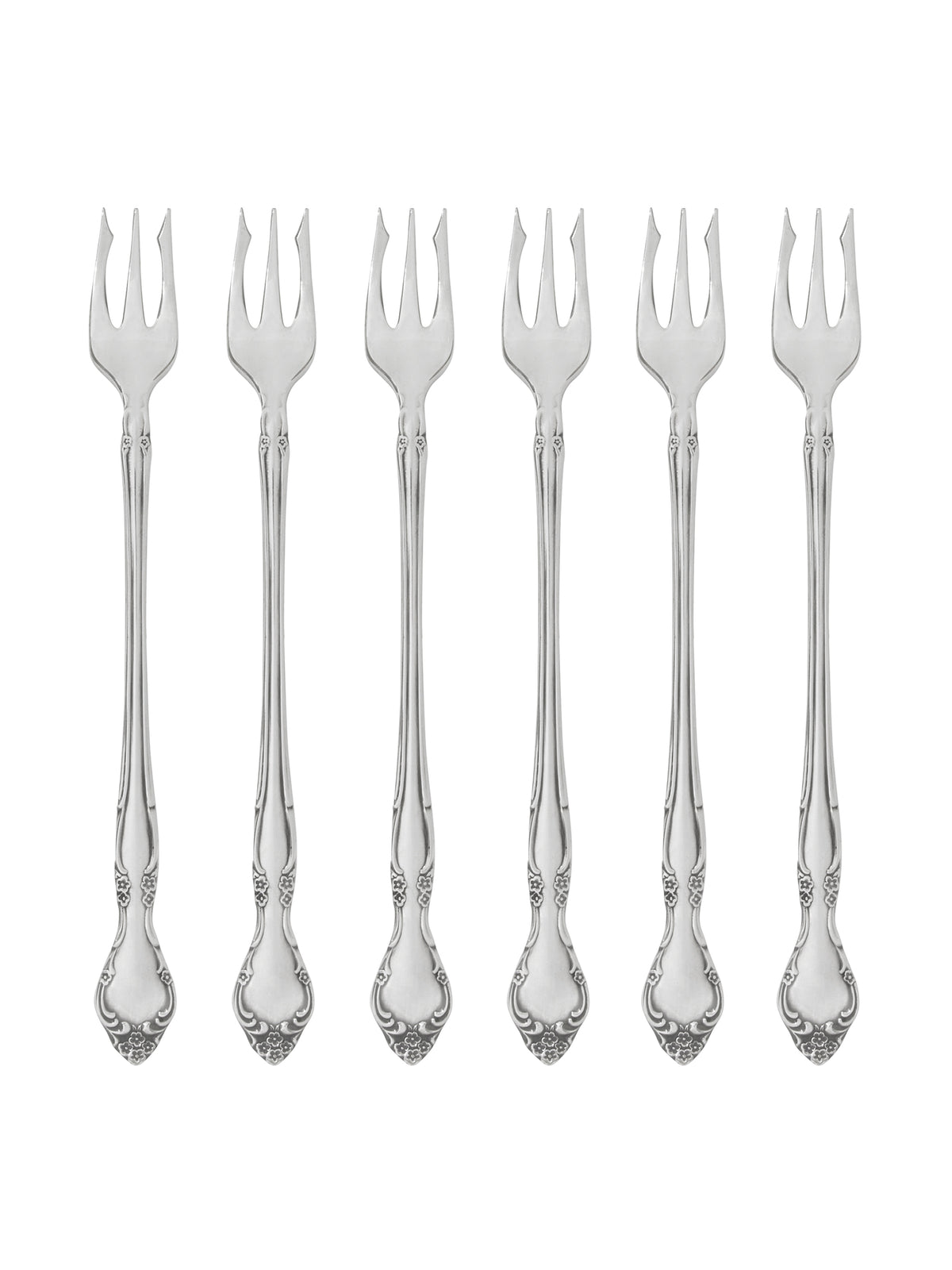 Vintage 1960s Affection Silver Plate Oyster Forks Set of Six Weston Table