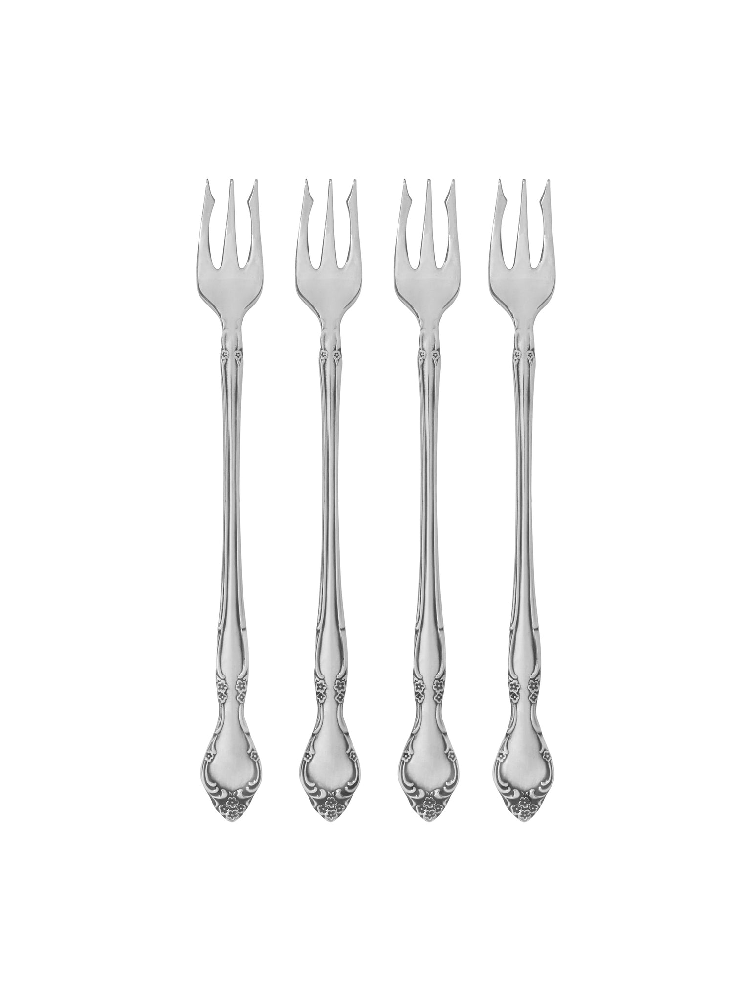 Vintage 1960s Affection Silver Plate Trident Cocktail Forks Set of Four Weston Table