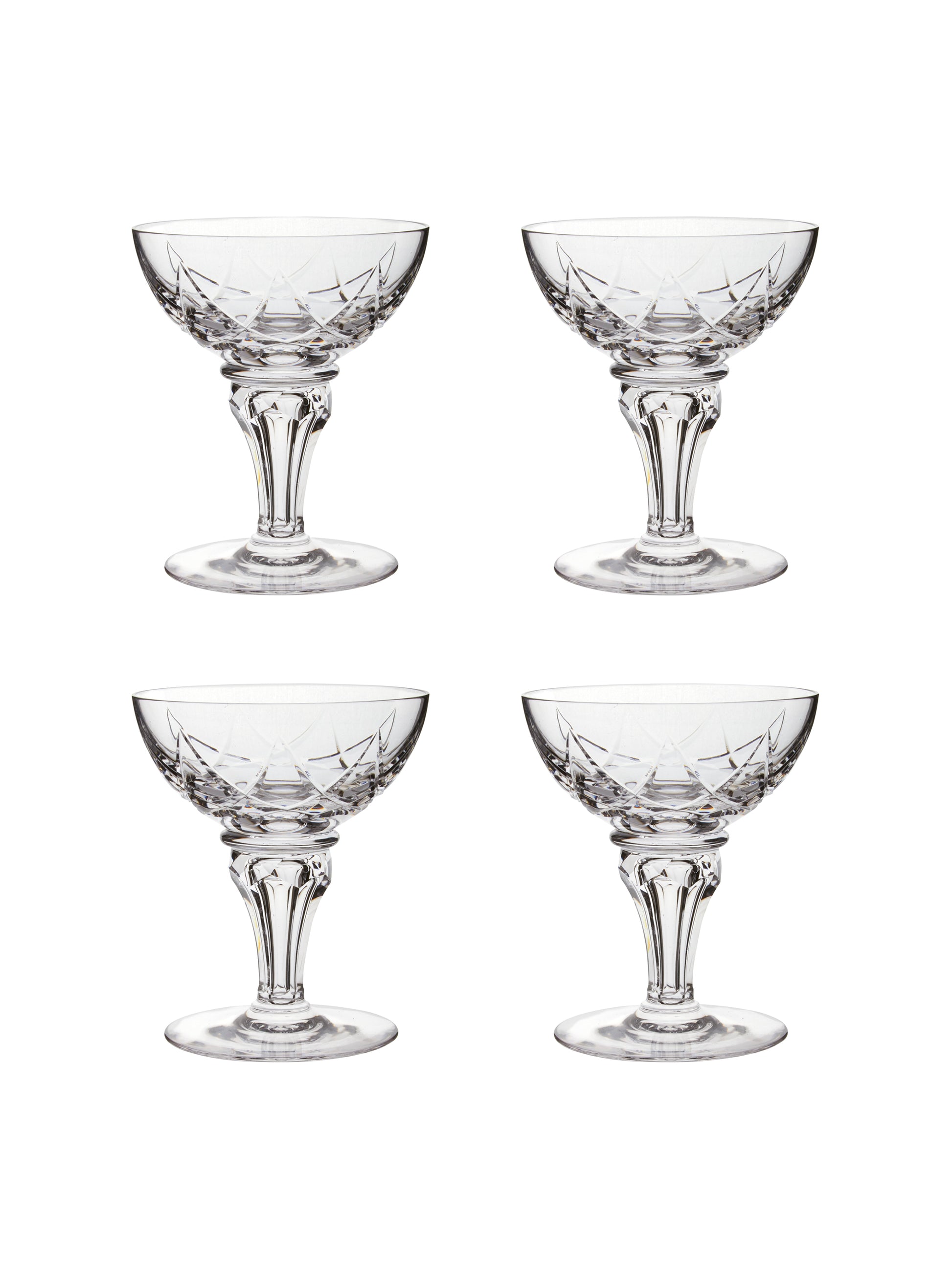 Vintage 1960s Alycia Crystal Cocktail Coupes Set of Four Weston Table