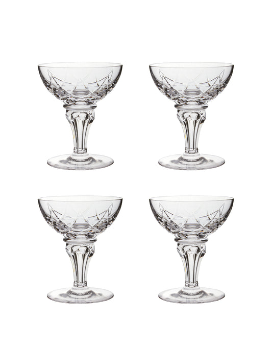 Vintage 1960s Alycia Crystal Cocktail Coupes Set of Four Weston Table