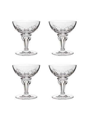 Vintage 1960s Alycia Crystal Cocktail Coupes Set of Four Weston Table 