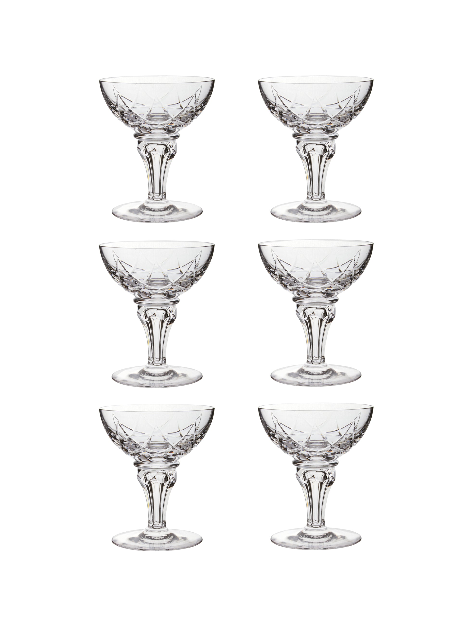 Vintage 1960s Alycia Crystal Cocktail Coupes Set of Six Weston Table