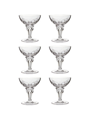  Vintage 1960s Alycia Crystal Cocktail Coupes Set of Six Weston Table 
