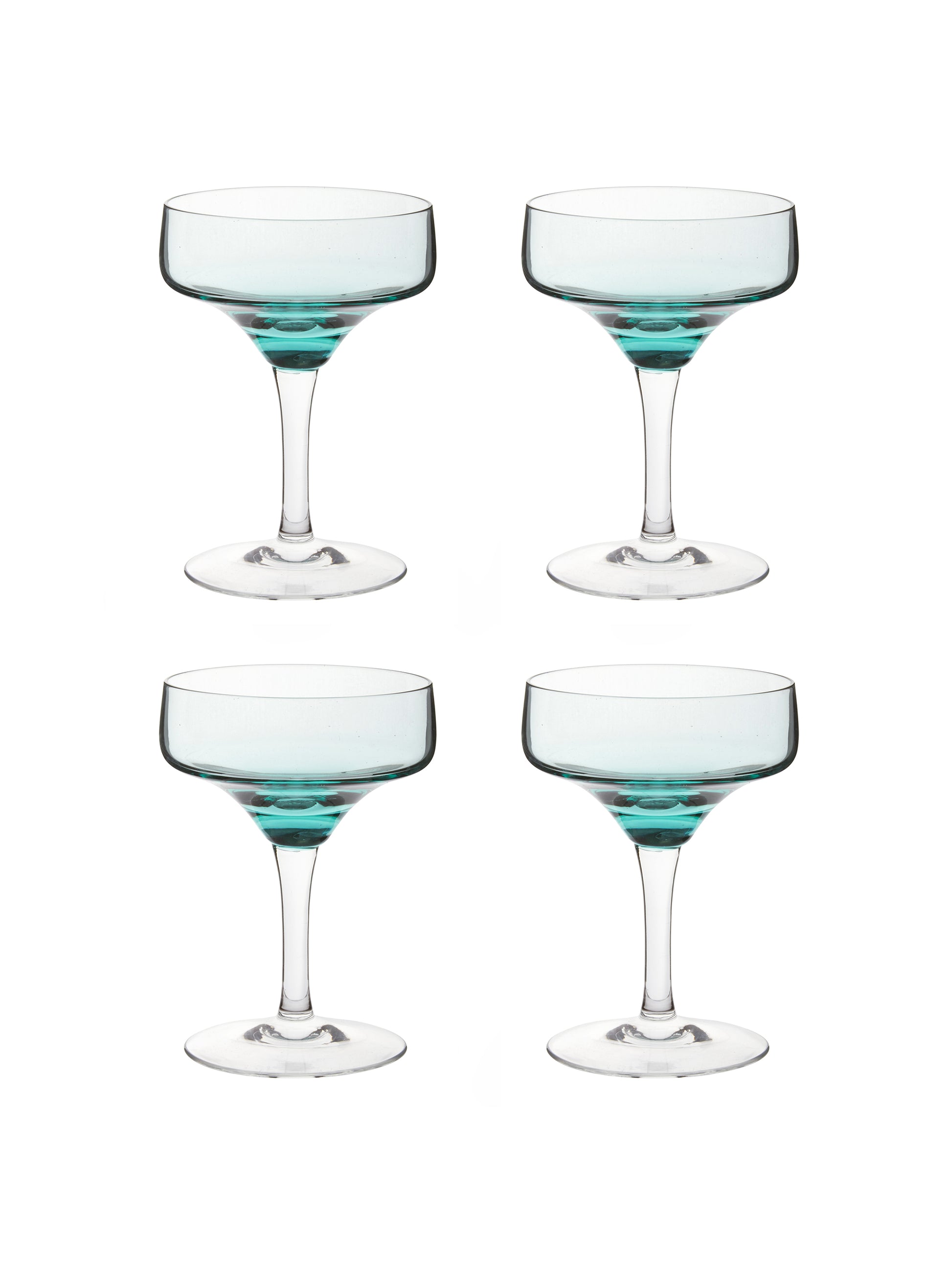 Vintage 1960s Aqua Sasaki Cocktail Glasses Set of Four Weston Table