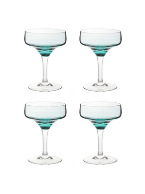  Vintage 1960s Aqua Sasaki Cocktail Glasses Set of Four Weston Table 