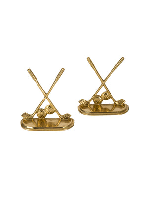 Vintage 1960s Brass Golf Club Bookends Weston Table 