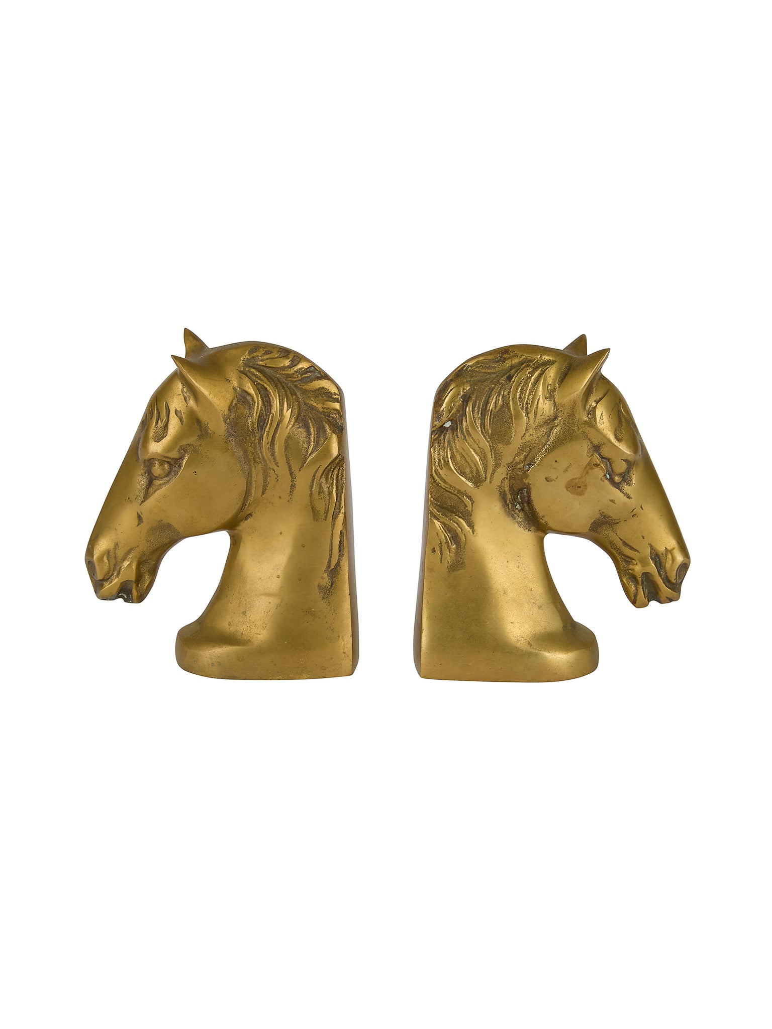 Vintage 1960s Brass Horse Head Bookends Weston Table