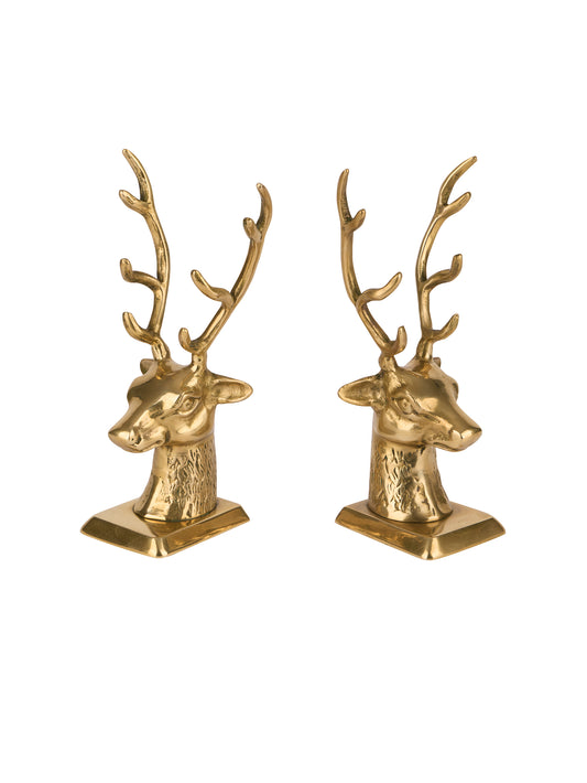 Vintage 1960s Brass Stag Bookends Weston Table