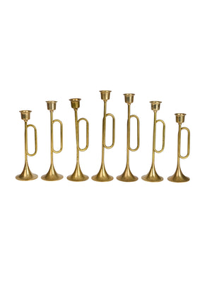 Vintage 1960s Brass Trumpet Candlestick Holder Set Weston Table 