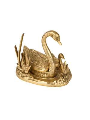  Vintage 1960s Bronze Swan and Cygnet Match Safe Weston Table 