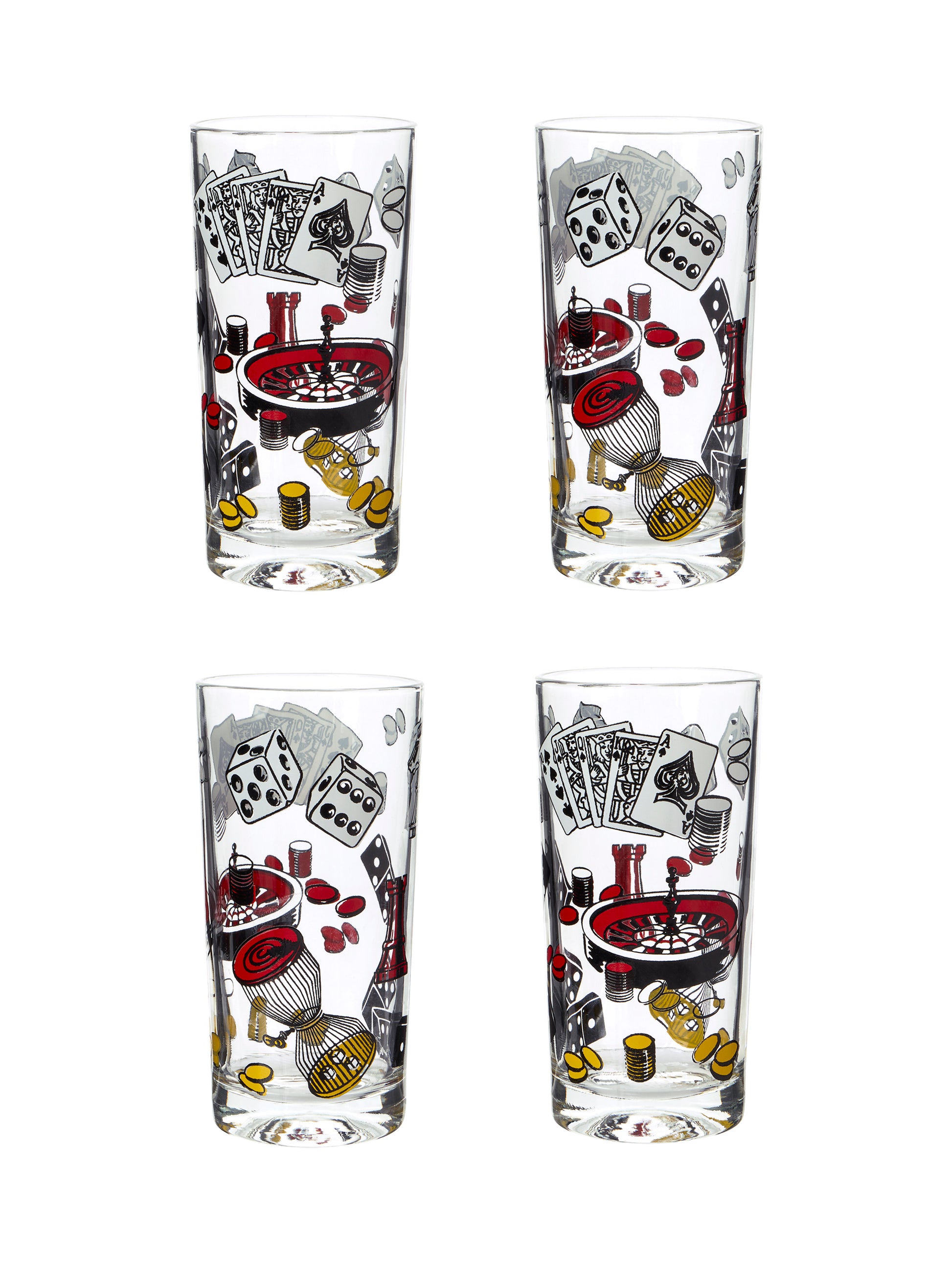 Vintage 1960s Casino Game Night Ice Bucket and High Ball Glasses Weston Table