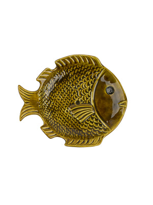  Vintage 1960s Chartreuse Fish Plate Weston Table 