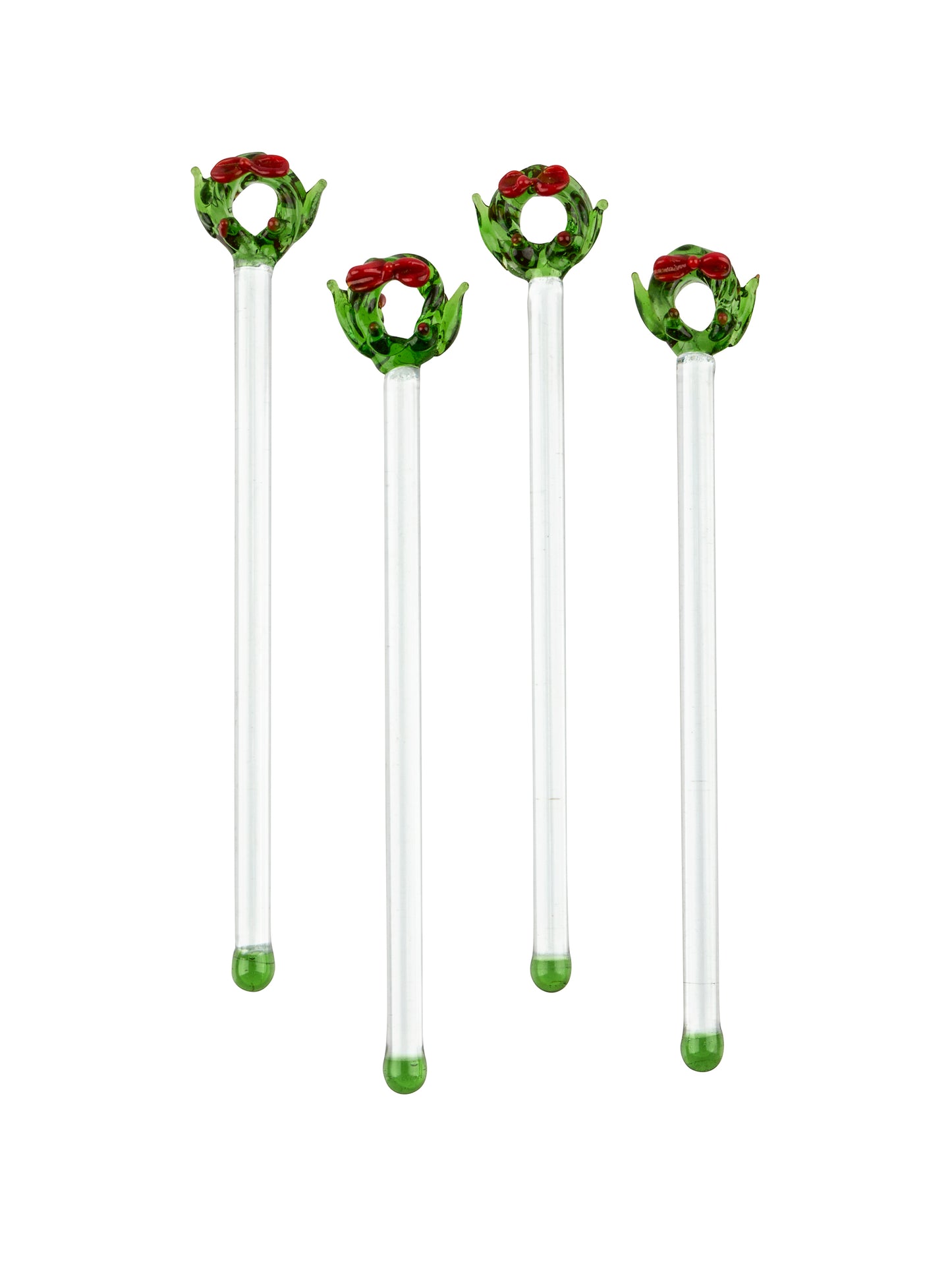 Vintage 1960s Christmas Wreath Swizzle Sticks Weston Table